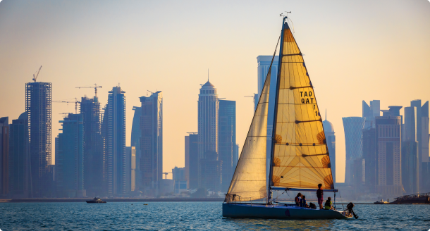 Teacher Claire Woodhouse in Dubai with her class sailing
