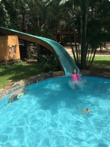 Sarah Curran's daughter enjoying their pool in Vietnam